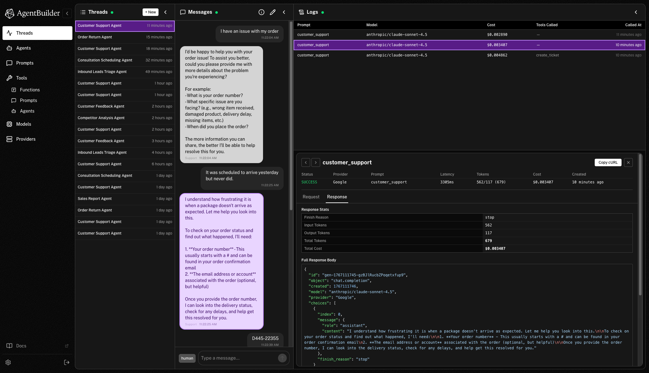 AgentBuilder Interface